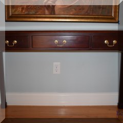 F53. The Bombay Company mahogany console table with three drawers. 30”h x 48”w x 12”d - $185 